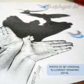 鳥飛んでいるの手の影の幻想超現実美術クール クッション