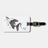 鳥飛んでいるの手の影の幻想超現実美術クール ラゲッジタグ (正面横)