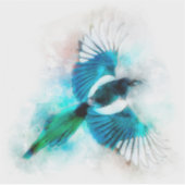 鳥飛んでいるの水色 シール (正面)