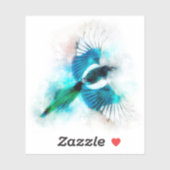 鳥飛んでいるの水色 シール (シート)