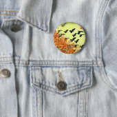 鳥飛んでいるの赤い月 缶バッジ (インサイチュ)