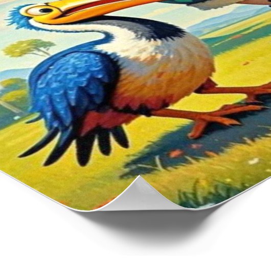 鳥飛んでいるはのまわりに幸福な人だ ポスター (角)