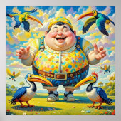 鳥飛んでいるはのまわりに幸福な人だ ポスター (正面)