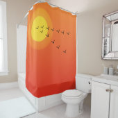 鳥飛んでいるは日に当たる シャワーカーテン (インサイチュ)