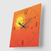 鳥飛んでいるは日に当たる スクエア壁時計 (傾斜)