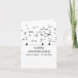 鳥飛んでいる折り記念日カード サンキューカード