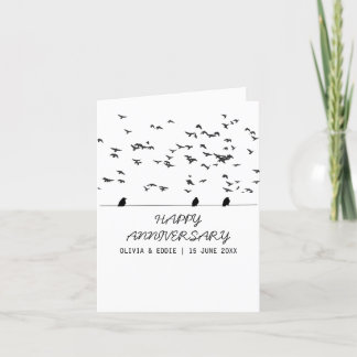 鳥飛んでいる折り記念日カード サンキューカード