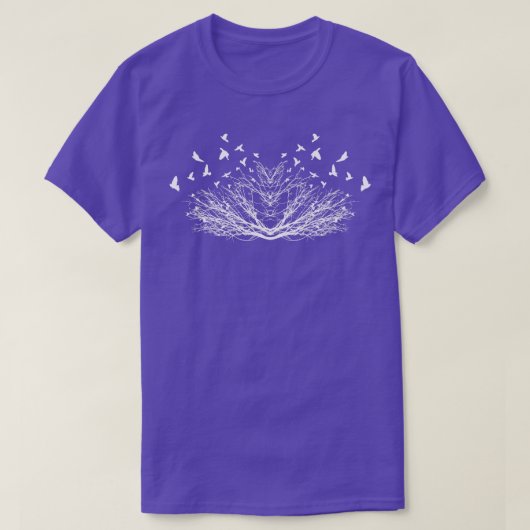 鳥飛んでいる木 Tシャツ (デザイン正面)