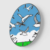鳥飛んでいる高 ラージ壁時計 (傾斜)