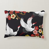 鳥飛んでいる:鶴ヘロン日本の。 アクセントクッション (裏面)