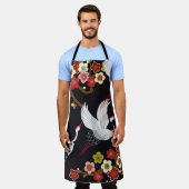 鳥飛んでいる：鶴ヘロン日本の。 エプロン (着用した状態)