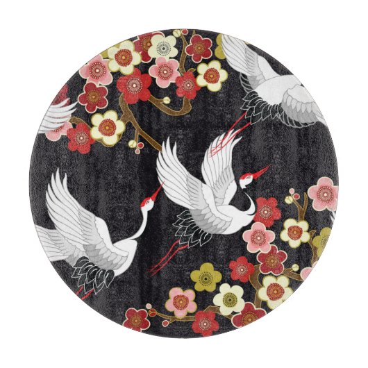 鳥飛んでいる:鶴ヘロン日本の。 カッティングボード (正面)