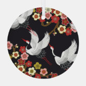 鳥飛んでいる:鶴ヘロン日本の。 ガラスオーナメント (裏面)