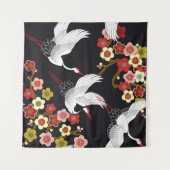 鳥飛んでいる：鶴ヘロン日本の。 タペストリー (正面(横))