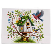 鳥魅力的と開花 ラージペーパーバッグ (裏面)