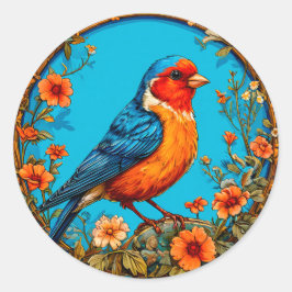 鳥鮮やかの詳細なイラストレーション ラウンドシール