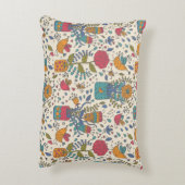 鳥2が付いている漫画の花パターン アクセントクッション (裏面(縦))