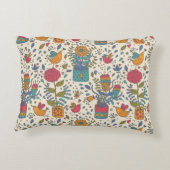 鳥2が付いている漫画の花パターン アクセントクッション (裏面)