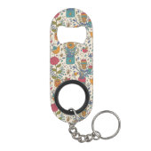 鳥2が付いている漫画の花パターン キーホルダー栓抜き (裏面)