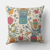 鳥2が付いている漫画の花パターン クッション (裏面)