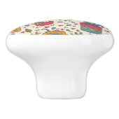 鳥2が付いている漫画の花パターン セラミックノブ (側面)