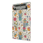 鳥2が付いている漫画の花パターン ミニクリップボード (アングル2)