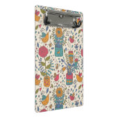 鳥2が付いている漫画の花パターン ミニクリップボード (アングル)