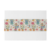 鳥2が付いている漫画の花パターン 招待状ベリーバンド (裏面例)