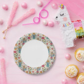 鳥2を使った漫画の花柄 ペーパープレート (パーティー)