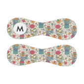 鳥2を持つモノグラム漫画の花柄 野球ボール (パネル)