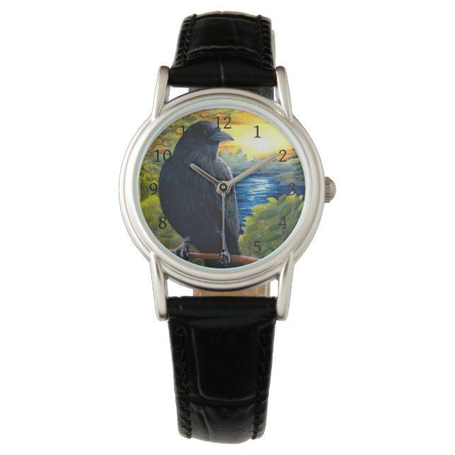鳥63カラス渡し 腕時計 (正面)