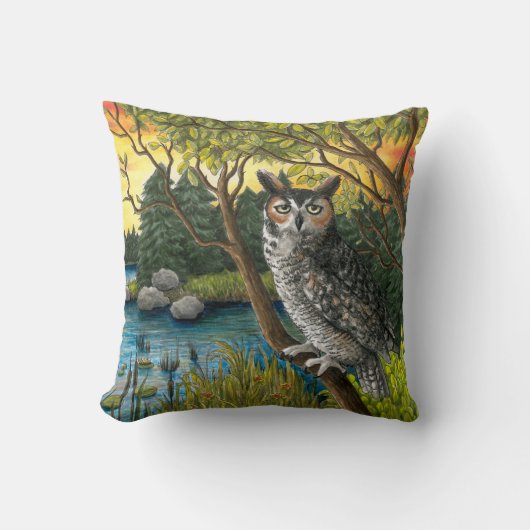 鳥68フクロウ装飾用クッションケース クッション (正面)