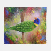 鳥76色数々のの鳥 フリースブランケット (正面(横))