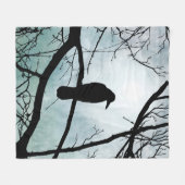 鳥77クロウレイブン フリースブランケット (正面(横))