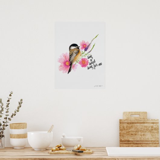 《鳥》アメリカゴガラが私のために甘い歌を歌う ポスター (キッチン)