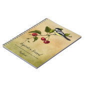 《鳥》アメリカゴガラとさくらんぼインスピレーションジャーナル ノートブック (左側)