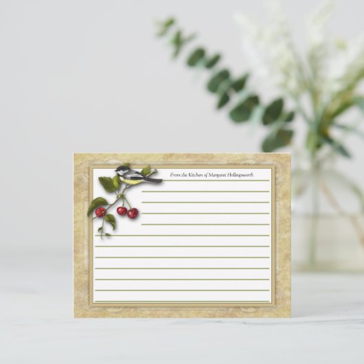 《鳥》アメリカゴガラとさくらんぼレシピカード ポストカード (スタンド正面)