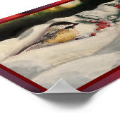 《鳥》アメリカゴガラとクリスマス冬雪のヤドリギ ポスター (角)