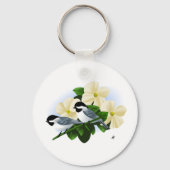 《鳥》アメリカゴガラとハナミズキ キーホルダー (正面)