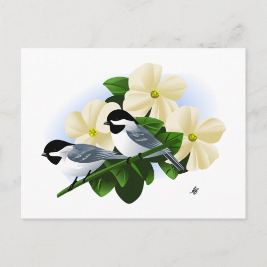 《鳥》アメリカゴガラとハナミズキ ポストカード (正面)