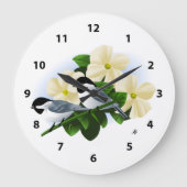 《鳥》アメリカゴガラとハナミズキ ラージ壁時計 (正面)