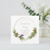 《鳥》アメリカゴガラとパインクリスマスリース 招待状 (スタンド正面)
