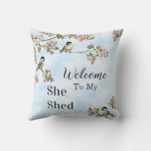 《鳥》アメリカゴガラとリンゴの花がパーソナライズされた クッション (裏面)