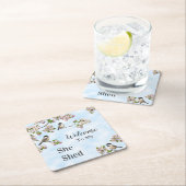 《鳥》アメリカゴガラとリンゴの花がパーソナライズされた スクエアペーパーコースター (インサイチュ)