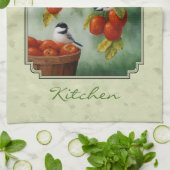 《鳥》アメリカゴガラとApple Tree Green キッチンタオル (折り畳み)