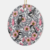 《鳥》アメリカゴガラのバラセラミックオーナメント セラミックオーナメント (左)