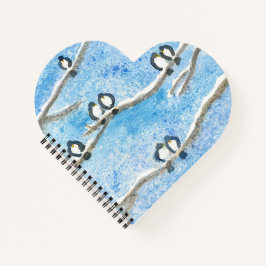 《鳥》アメリカゴガラの木の枝に冬の雪のノート ノートブック