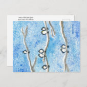 《鳥》アメリカゴガラの木の枝に冬の雪のポストカ ポストカード (正面/裏面)