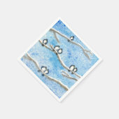 《鳥》アメリカゴガラの木の枝の冬の雪ギフトTa スタンダードカクテルナプキン (角)