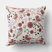 《鳥》アメリカゴガラの赤いグレーパターン クッション (裏面)